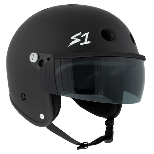 S-One Helmet Retro Lifer E-Helmet w/Visor Black Matte