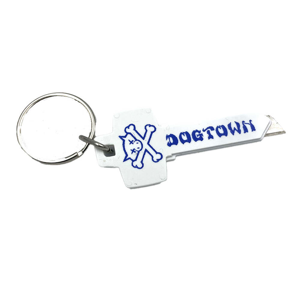 Dogtown Knife Retractable Key Knife Keychain White/Blue