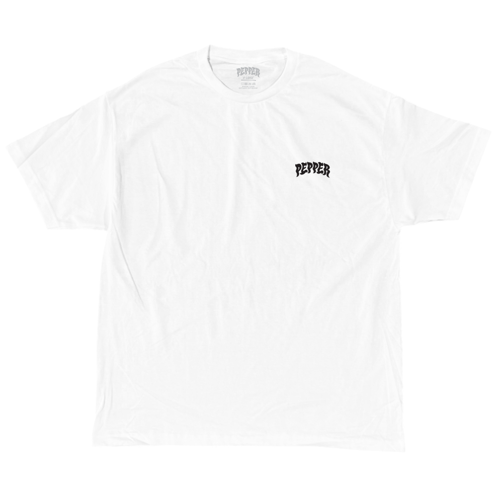 Pepper Tee (S) Pocket Logo White