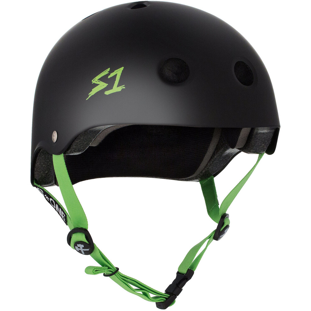 S-One Helmet Lifer (XS) Black Matte/Green Straps