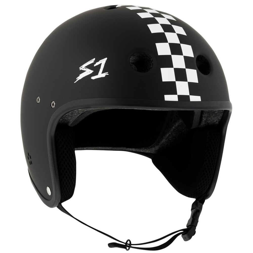 S-One Helmet Retro Lifer E-Helmet (XS) Black Matte/ White Checkers