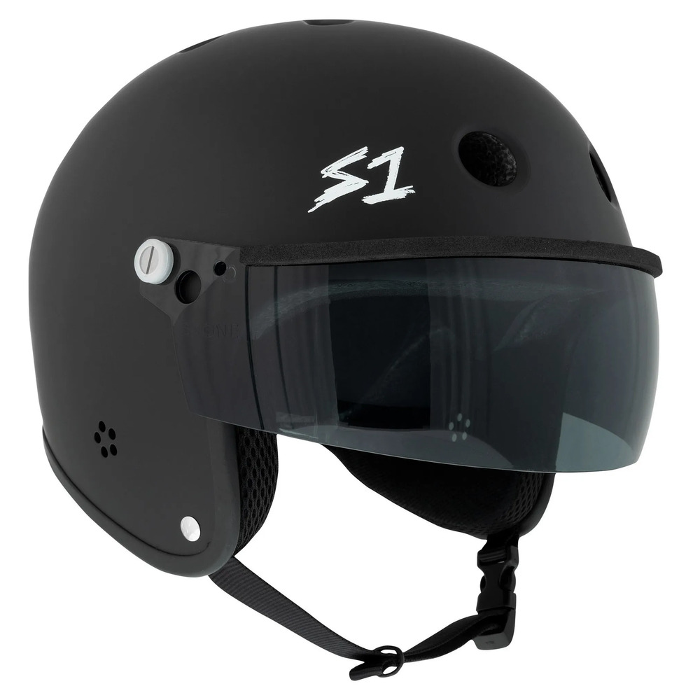 S-One Helmet Retro Lifer E-Helmet w/Visor (XS) Black Matte