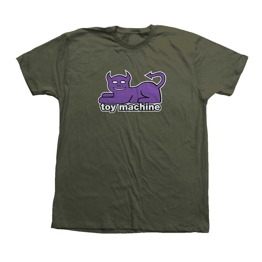 Toy Machine Tee (M) Devil Cat Olive